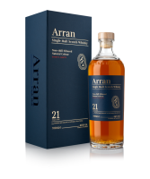 Arran 21 Year Old Islands single malt Scotch whisky bottle and presentation box image.