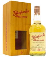 Glenfarclas The Family Casks 1984 30yr 4th Fill Hogshead Cask 6033 limited edition Speyside single malt Scotch whisky bottle and wooden presentation case image.