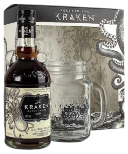 The Kraken Black Spiced Rum Mason Jar Gift Pack